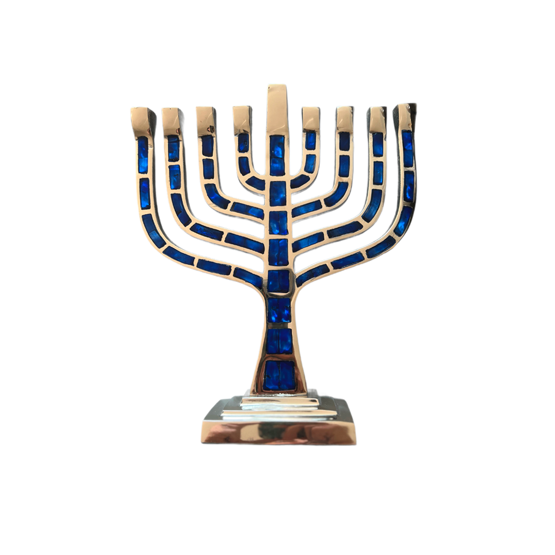 Aluminum Menorah with Jeweled Inlay